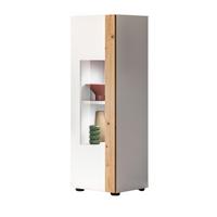 VITRINE weiß und Eiche 30 x 110 cm, Vitrinenschrank stehend/hängend - Schwarz/Weiß, Glas/Holzwerkstoff (30/112/33cm) - Inn.Furn