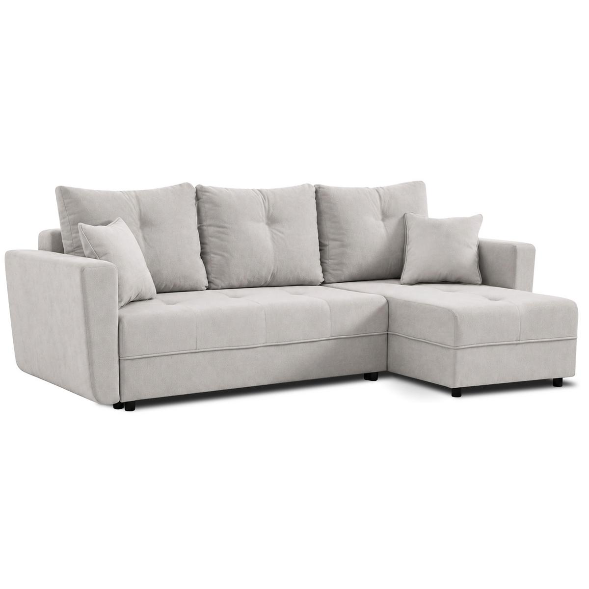 ECKSCHLAFSOFA Verona mit Bettkasten und universeller Ottomane 240 cm, Beige - Beige, Textil (240/148cm) - Beautysofa