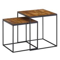 BEISTELLTISCH Set – 2-teilig Mango Massivholz Metall Braun Schwarz Industrial - Schwarz/Braun, Holz/Metall (40/40/44cm) - KADIMA DESIGN