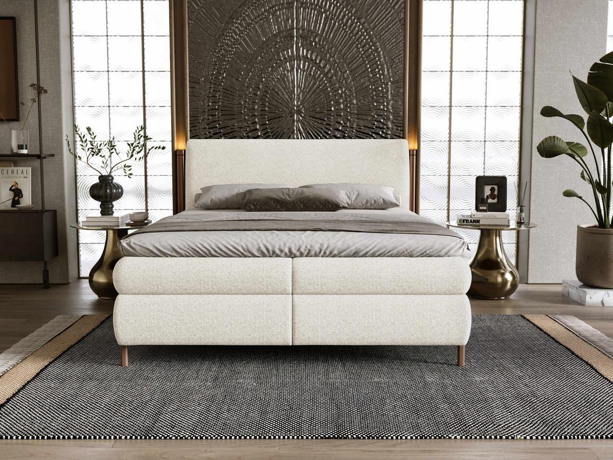 BOXBETT Evia - H3 - Creme/Braun, Holzwerkstoff/Textil (160/200cm) - MIRJAN24