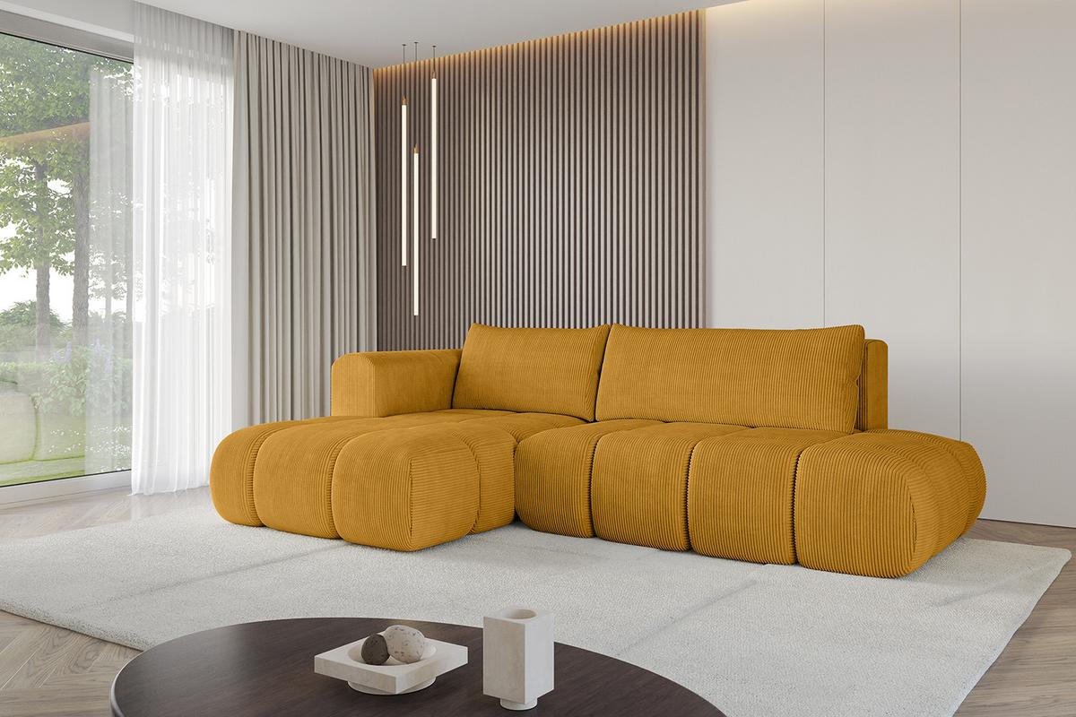 ECKSOFA Ottomane Links CLOUD-L 280x185x90 Senfgelb Cord - Currygelb, Holzwerkstoff/Kunststoff (180/289cm) - ALTDECOR