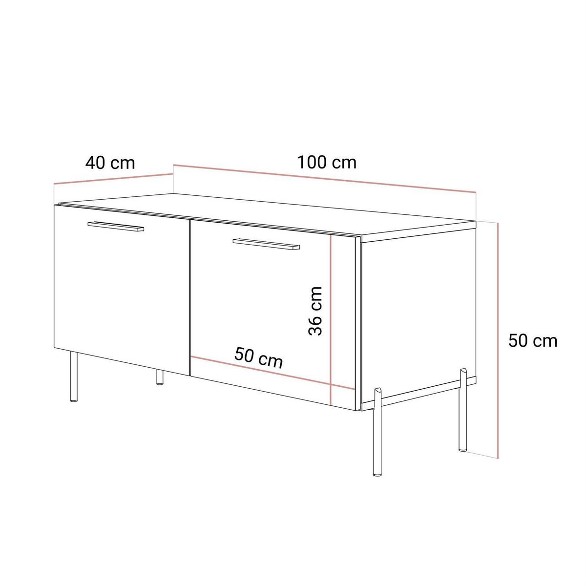 TV-ELEMENT AURA 100 KASCHMIR Hochglanz auf geraden silbernen Beinen - Kaschmir/Silberfarben, Holzwerkstoff (100/50/40cm) - Lookway