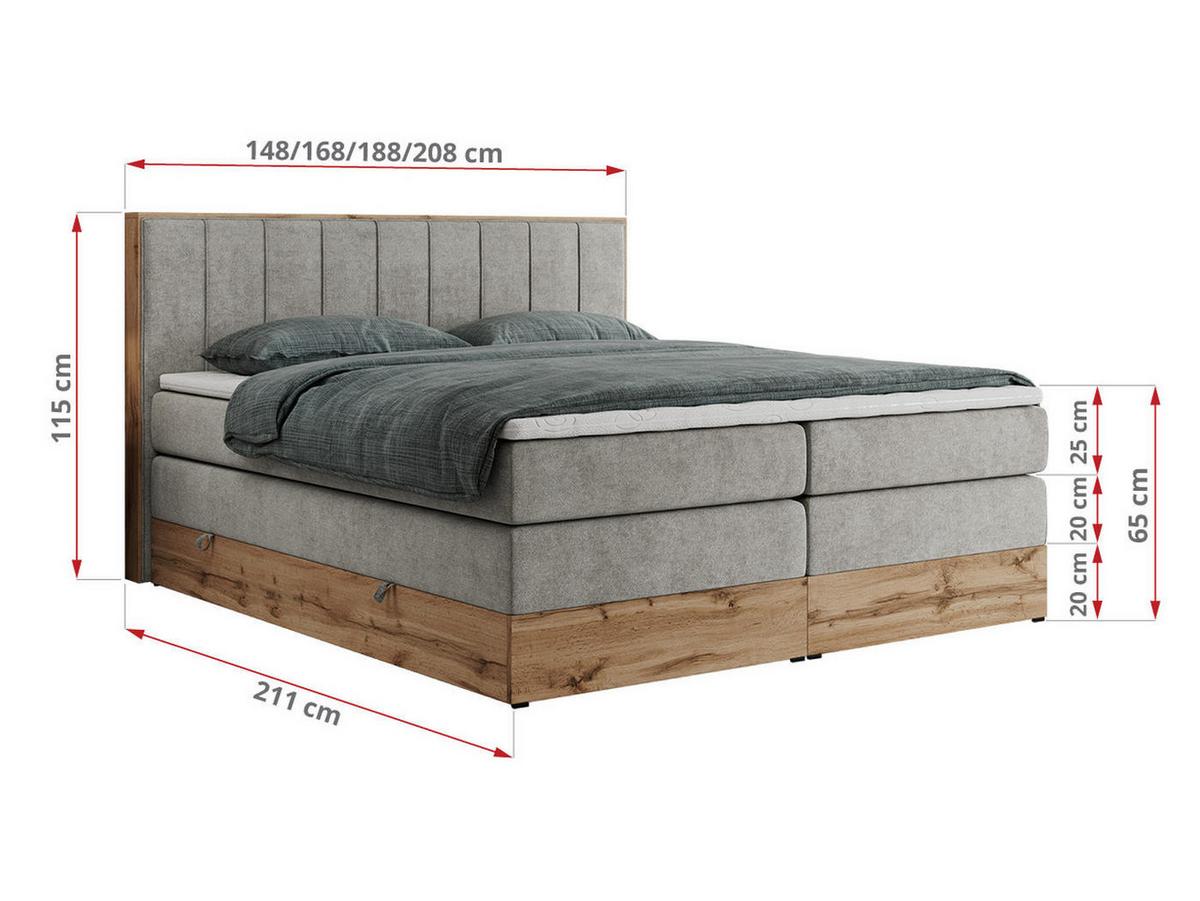 BOXSPRINGBETT BELLISSIMO KING 200/200 Hellgrau Struktur - H4 - Hellgrau, Holz/Textil (200/200cm) - MKS