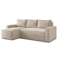 ECKSOFA POTARO LM Creme Chenille mit Schlaffunktion - Creme, Holzwerkstoff/Textil (232/140cm) - MASSENO