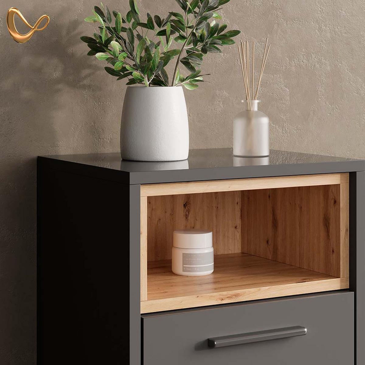 BADMÖBEL-SET Temo Anthrazit 3 Teile - Anthrazit, Holzwerkstoff (80/93/40cm) - Livinity®