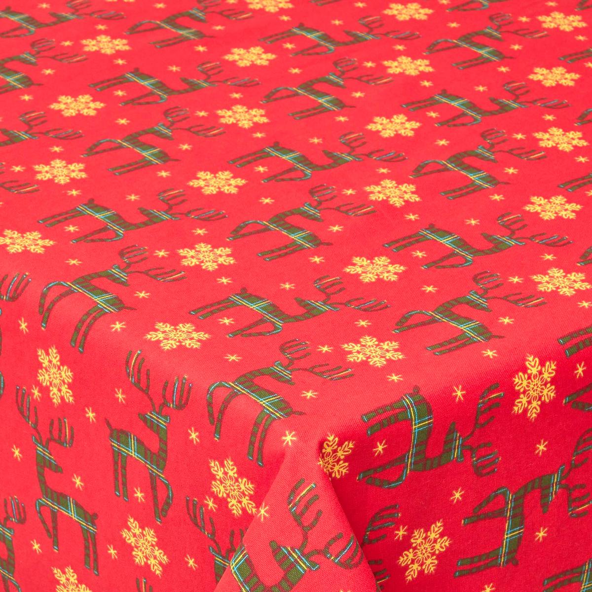 WEIHNACHTSTISCHDECKE Rentier rot 178/305 cm, 100% Baumwolle - Rot, Textil (178/305cm) - Homescapes