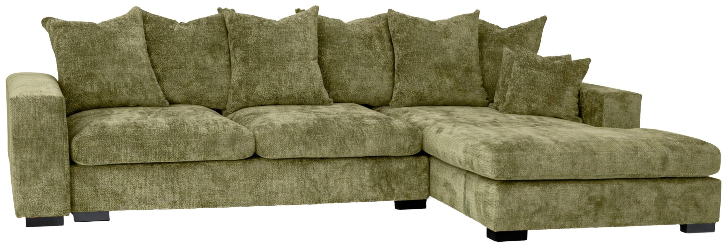 ECKSOFA Dahlia mit Schlaffunktion und Bettkasten in L-Form Rechts - Grün Chenille 285/92/155 cm - Schwarz/Grün, Kunststoff/Textil (155/285cm) - WFL GROUP