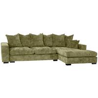 ECKSOFA Dahlia mit Schlaffunktion und Bettkasten in L-Form Rechts - Grün Chenille 285/92/155 cm - Schwarz/Grün, Kunststoff/Textil (155/285cm) - WFL GROUP