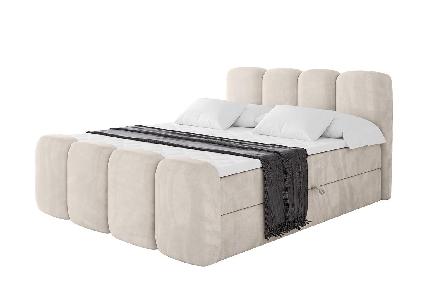 BOXBETT mit Matratze H4 und Lattenrost - NINA-Z - 140x200 cm - Beige - Champagner, Holzwerkstoff (140/200cm)