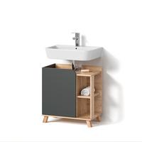 WASCHBECKENUNTERSCHRANK Marano Anthrazit 60 x 65 cm mit Tür und offenen Fächern - Anthrazit, Holzwerkstoff (60/65/35cm) - Livinity®