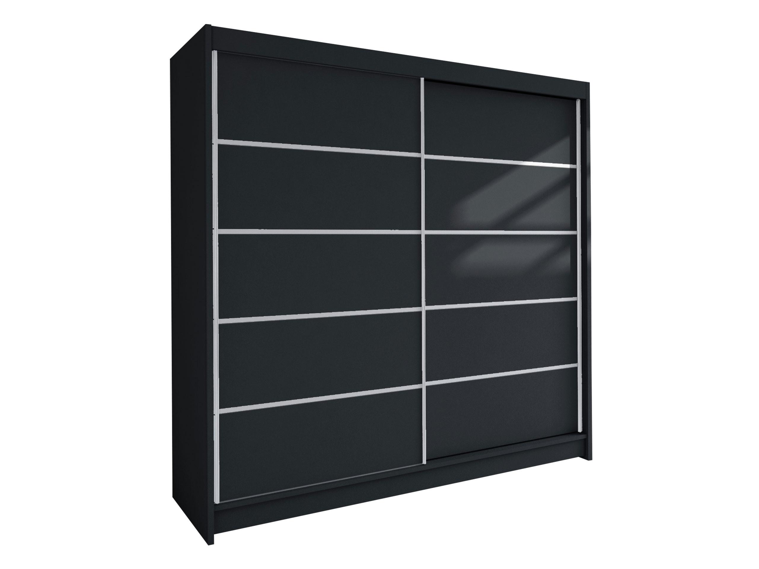 SCHWEBETÜRENSCHRANK Talin IV - Silberfarben/Schwarz, Holzwerkstoff/Metall (180/215/58cm) - MIRJAN24