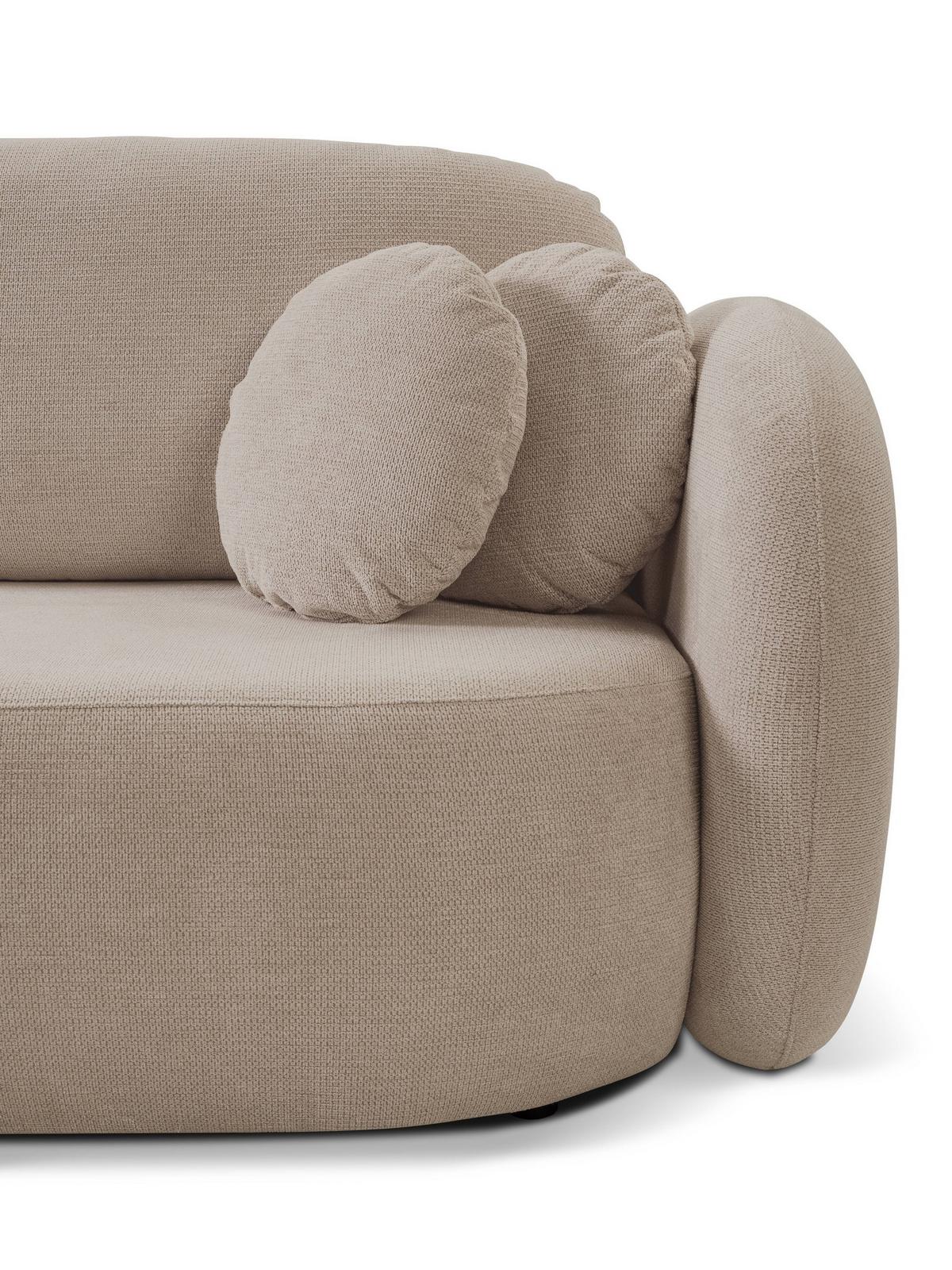 ECKSOFA AMICO L-S Beige Geflochtener Stoff mit Schlaffunktion - Beige, Holz (248/174cm) - MASSENO
