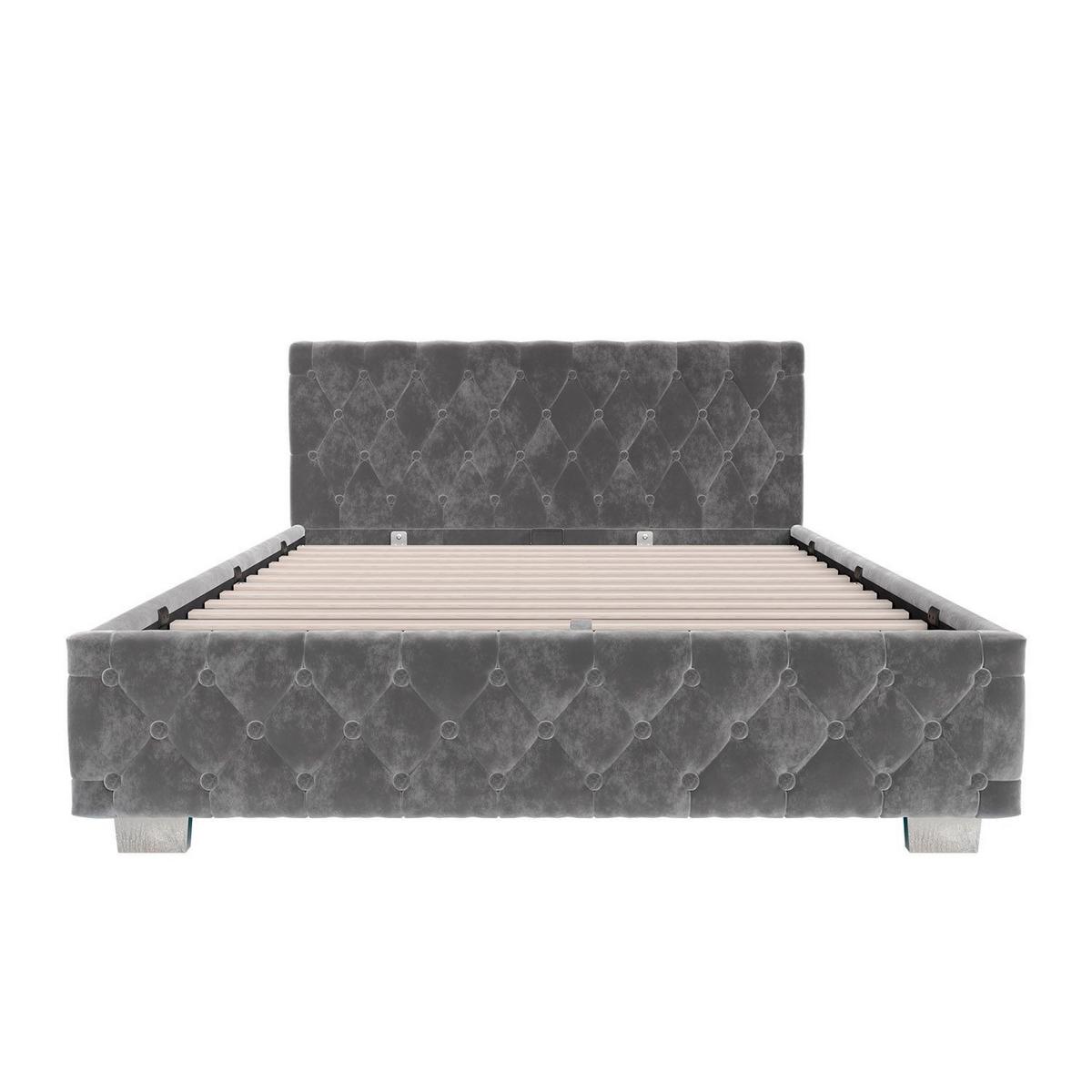 POLSTERBETT Nizza Dunkelgrau 140x200 cm mit Matratze - Dunkelgrau, Holz (140/200cm) - Juskys