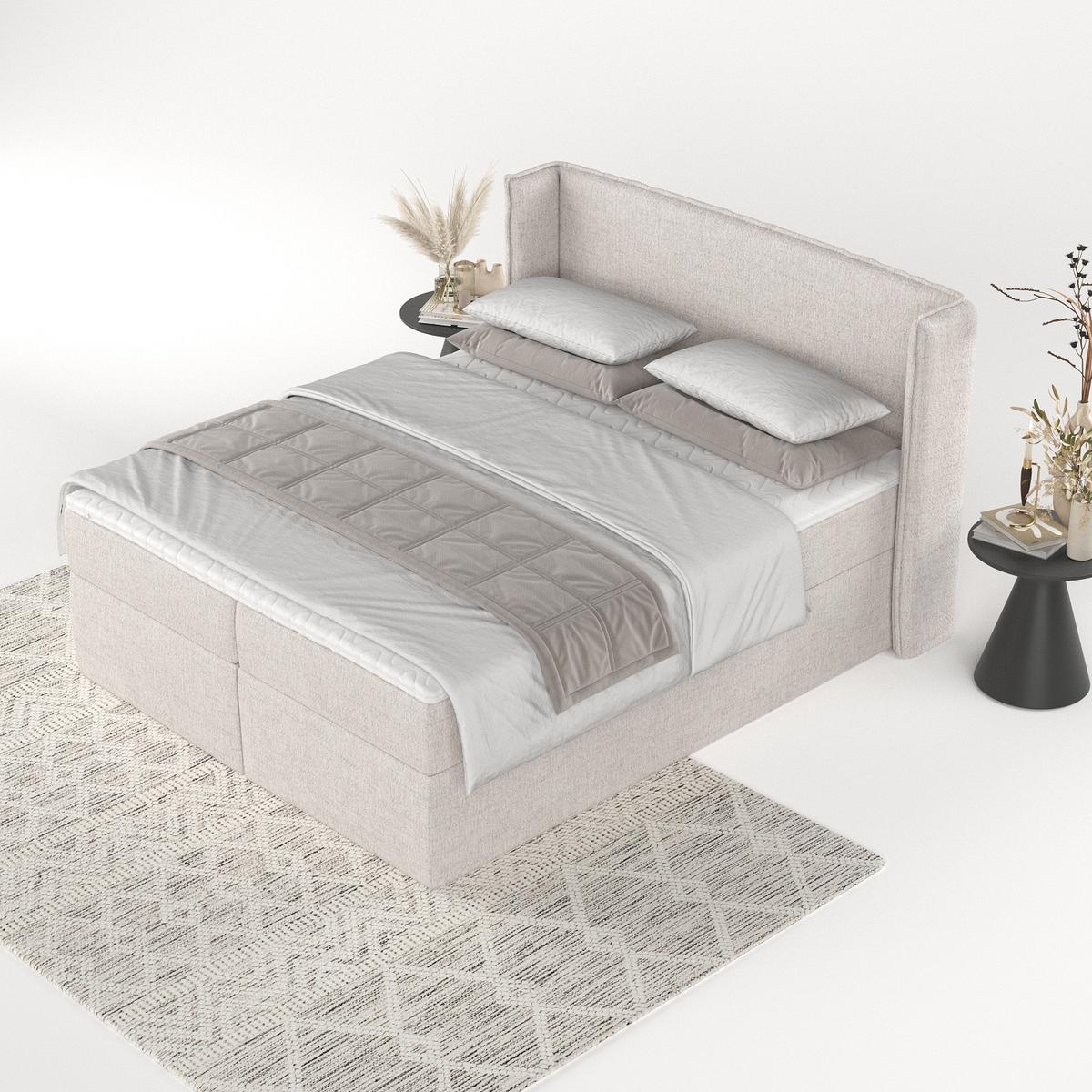 BOXBETT Viva 160/200 cm Hellbeige im Neve Stoff - Sandfarben/Schwarz, Holz/Holzwerkstoff (160/200cm) - AltaBeds