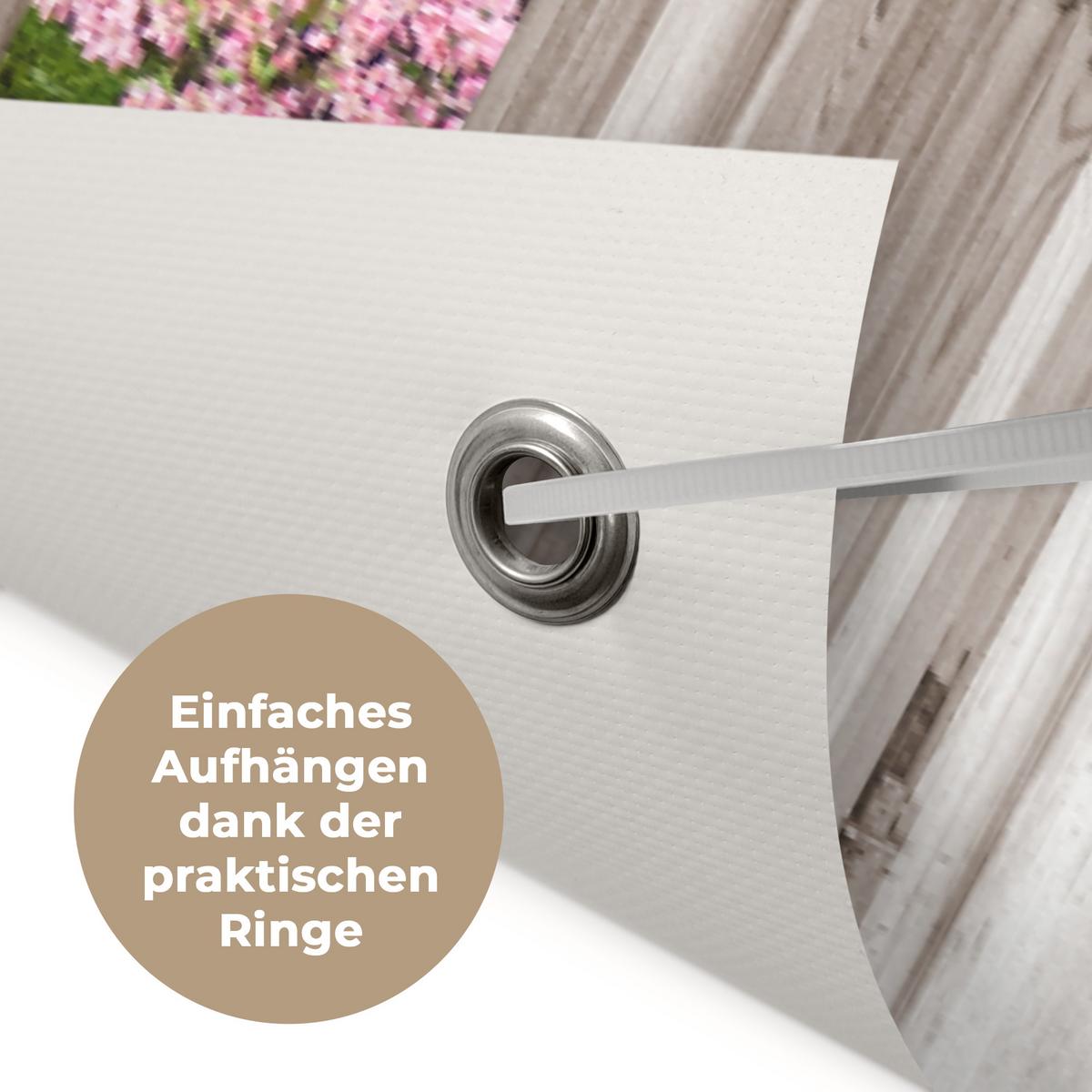 GARTENPOSTER Japanisch - Sakura - Blüte - Baum - Blütenzweige - Durchsichtig Poster für draußen 180x120 cm - Rosa, Kunststoff (180/120/0.2cm) - OnlyWow