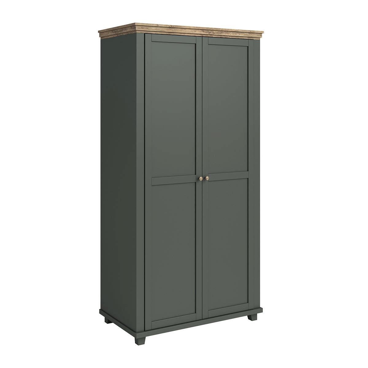 SCHRANK 2 Türen Martin Grün und Holz - Grün, Holzwerkstoff (108.1/216.1/61.7cm) - Petits-meubles