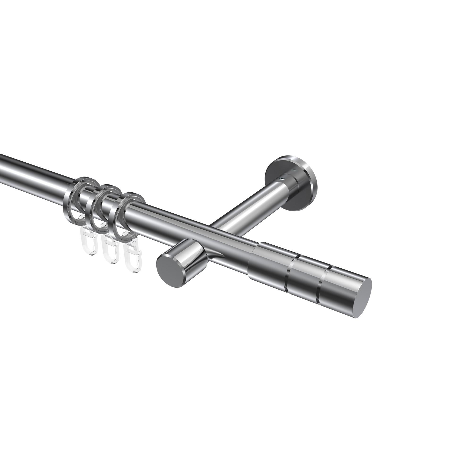 GARDINENSTANGE Prestige Elanto 600 cm (geteilt in 3 x 200 cm), 1-läufig, 20 mm Ø Chrom - Chromfarben, Metall (600cm) - INTERDECO