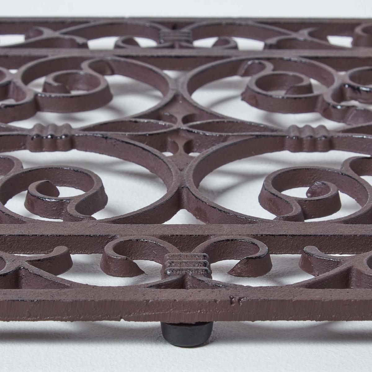 FUSSABTRETER Ornament, Gusseisen 34/58 cm - Braun, Metall (35/58cm) - Homescapes