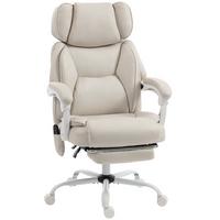 BÜROSTUHL Kunstleder Cremeweiß - Creme/Weiß, Kunststoff/Textil (75.5/122.5/70cm) - HOMCOM