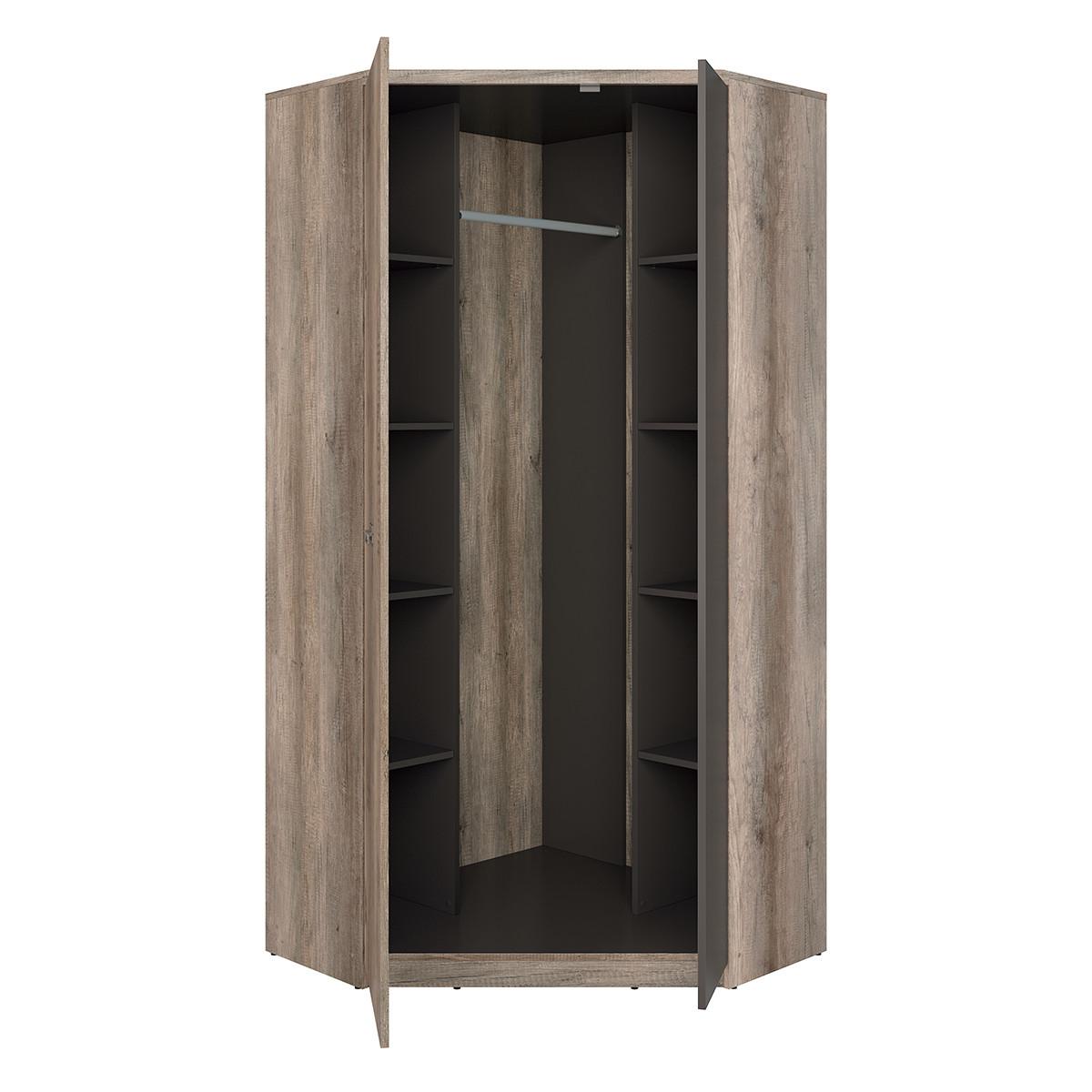 SCHRANK 2 Türen Abel Holz und Grau - Grau, Holzwerkstoff (95/205/95cm) - Petits-meubles