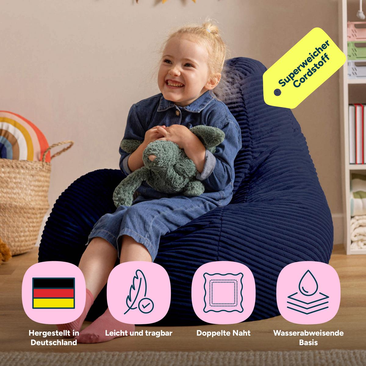 KINDERSITZSACK Sessel Dalton - Blau/Dunkelblau, Textil (69/59/65cm) - icon