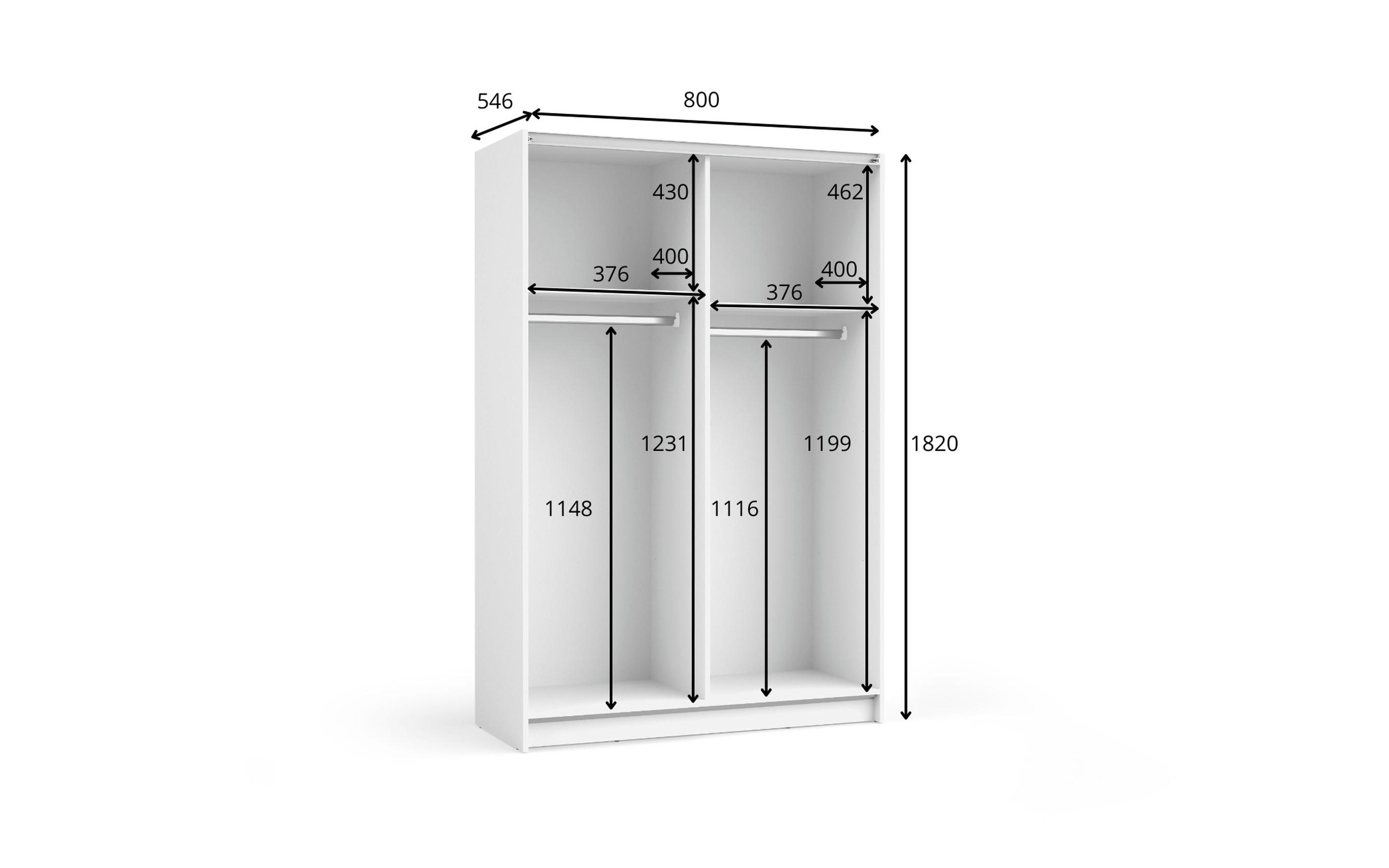 KLEIDERSCHRANK Schwarz 80/182/54,6 - Schwarz, Holzwerkstoff (80/182/55cm) - RAUMHIRSCH FURNITURE