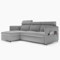 ECKSOFA mit Schlaffunktion und Bettkasten, Hellgrau - Grau, Holzwerkstoff/Textil (220/140cm) - Idohome