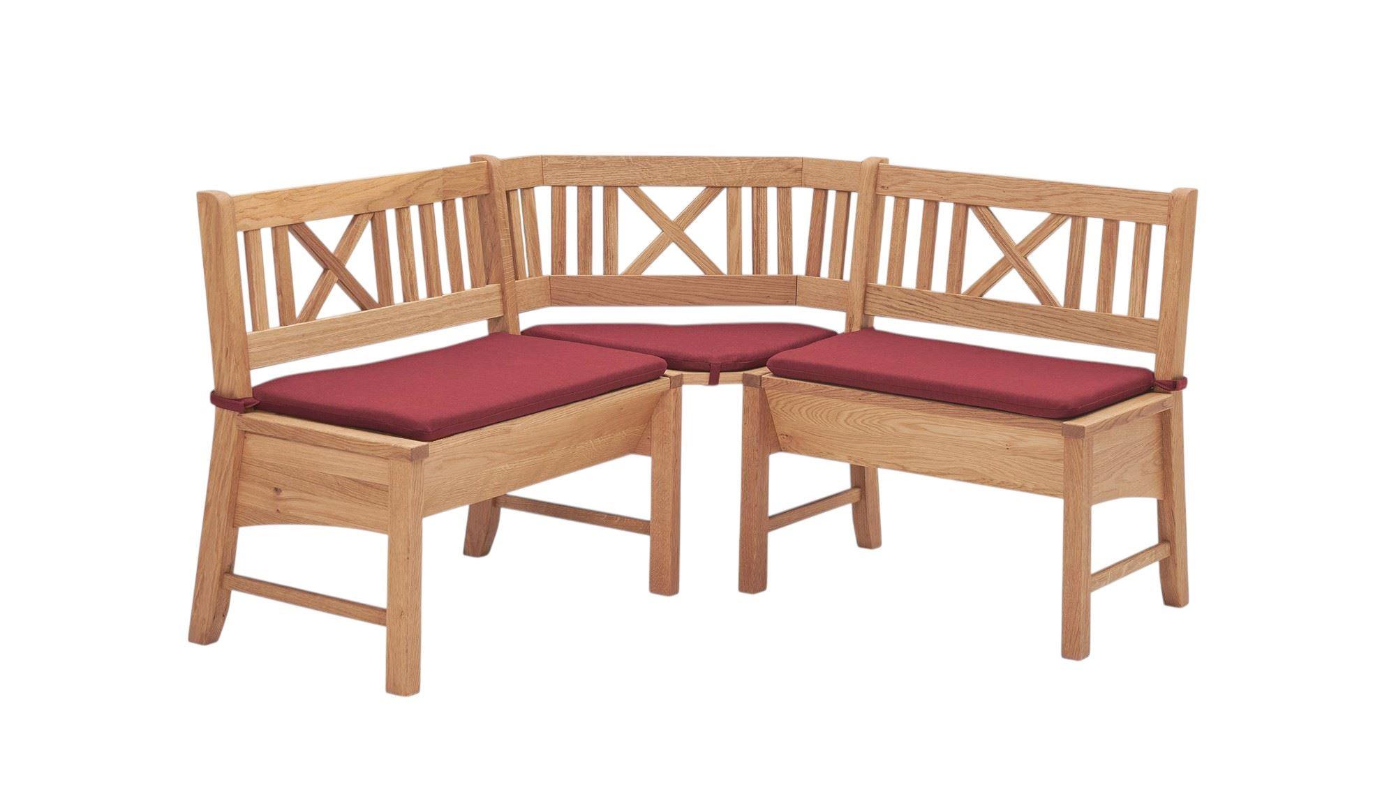 ECKBANK Deborah 204 x 204 x 87 Massivholz Buche lackiert/Weinrot - Buchefarben/Rot, Holz (204/204cm) - 58aufmkessel