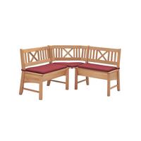 ECKBANK Deborah 135 x 135 x 87 Massivholz Buche lackiert/Weinrot - Buchefarben/Rot, Holz (135/135cm) - 58aufmkessel