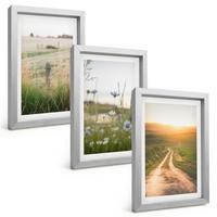 BILDER SET 3er Set - 20x30 cm Silberner Rahmen - Landschaften Natur Felder Weg - Silberfarben, Kunststoff (20/30cm) - TULUP