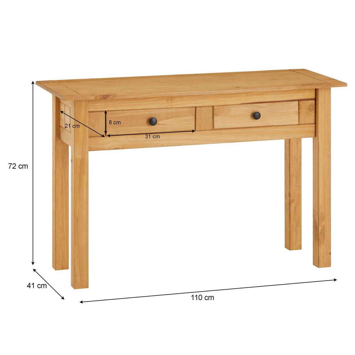 KONSOLENTISCH CANCUN gebeizt/gewachst - Kieferfarben, Holz (41/110/72cm) - CARO-Möbel