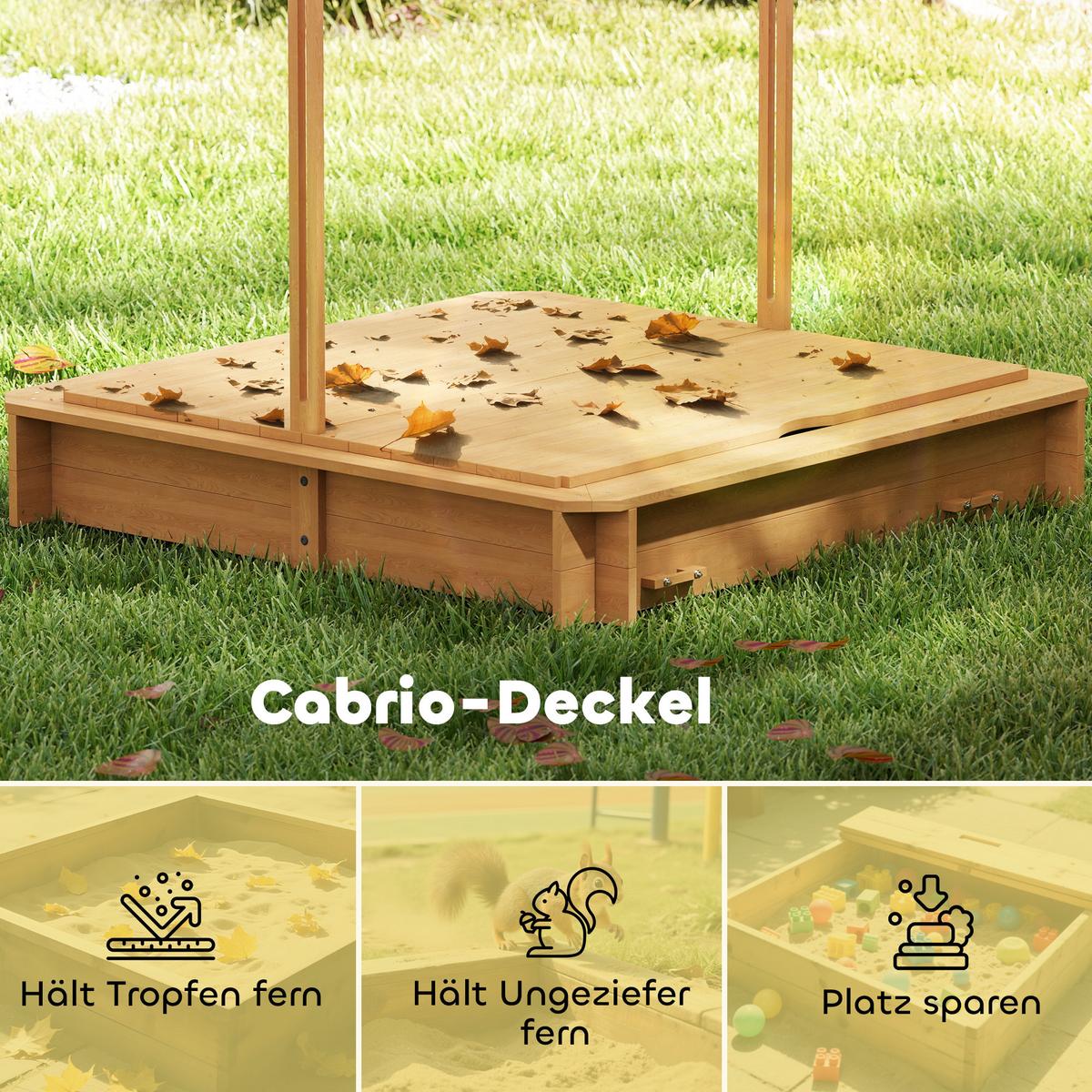 SANDKASTEN aus Tannenholz Polyester Grün Weiß - Hellbraun, Holz (106/106/115cm) - Outsunny