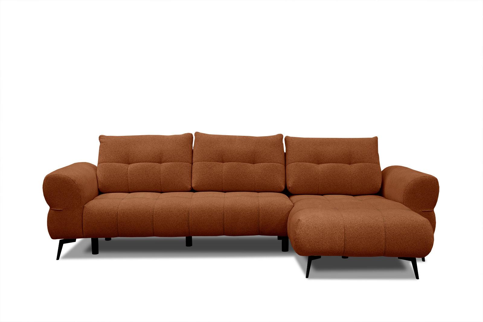 ECKSOFA SALVINI 4-Sitzer, dunkelorange - Dunkelorange/Schwarz, Holzwerkstoff/Textil (292/158cm) - Wozimo