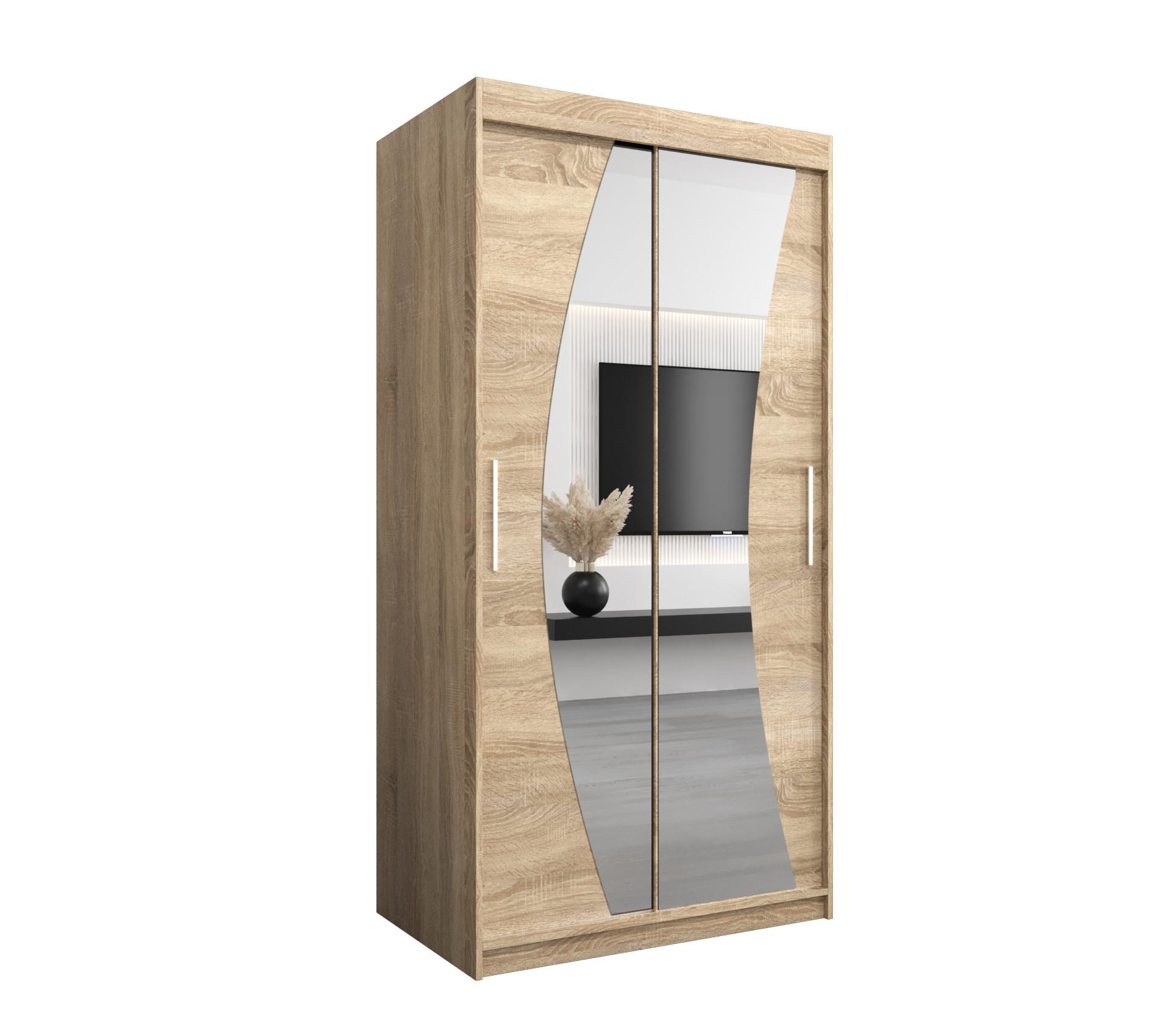 SCHWEBETÜRENSCHRANK 200/100/62 2-türig - Silberfarben/Sonoma Eiche, Holz/Kunststoff (100/200/62cm) - MÖBEL KRYSPOL