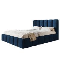 BETT 90x200 - Polsterbett mit Bettkasten und Holzrahmen - Modern Betten - Glatter Kronos-Stoff- Kollektion Lucy - Blau - Blau, Holz/Textil (90/200cm) - Alpi-Möbel