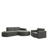 SOFASET Palma Ecksofa Sessel Opera - Anthrazit, Holzwerkstoff/Textil (236/78/165cm) - Fun Möbel