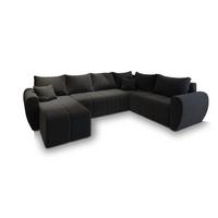 WOHNLANDSCHAFT MADISON XL R-S Schwarz Dünner Stoff mit Schlaffunktion - Schwarz, Holz/Kunststoff (303/82/208cm) - MASSENO