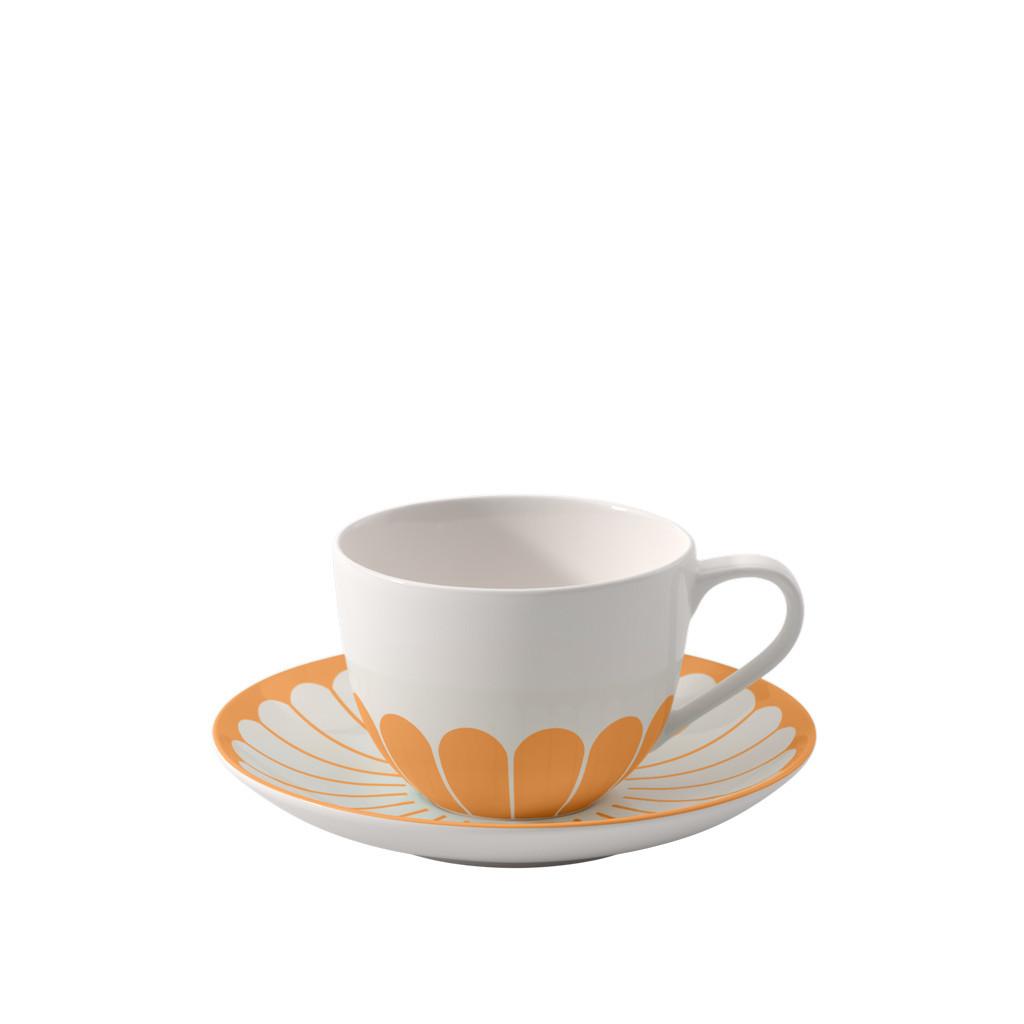 KAFFEETASSE MIT UNTERTASSE Fleur Couleur Soleil 160 ml - Gelb, Keramik (0.16L) - Villeroy & Boch