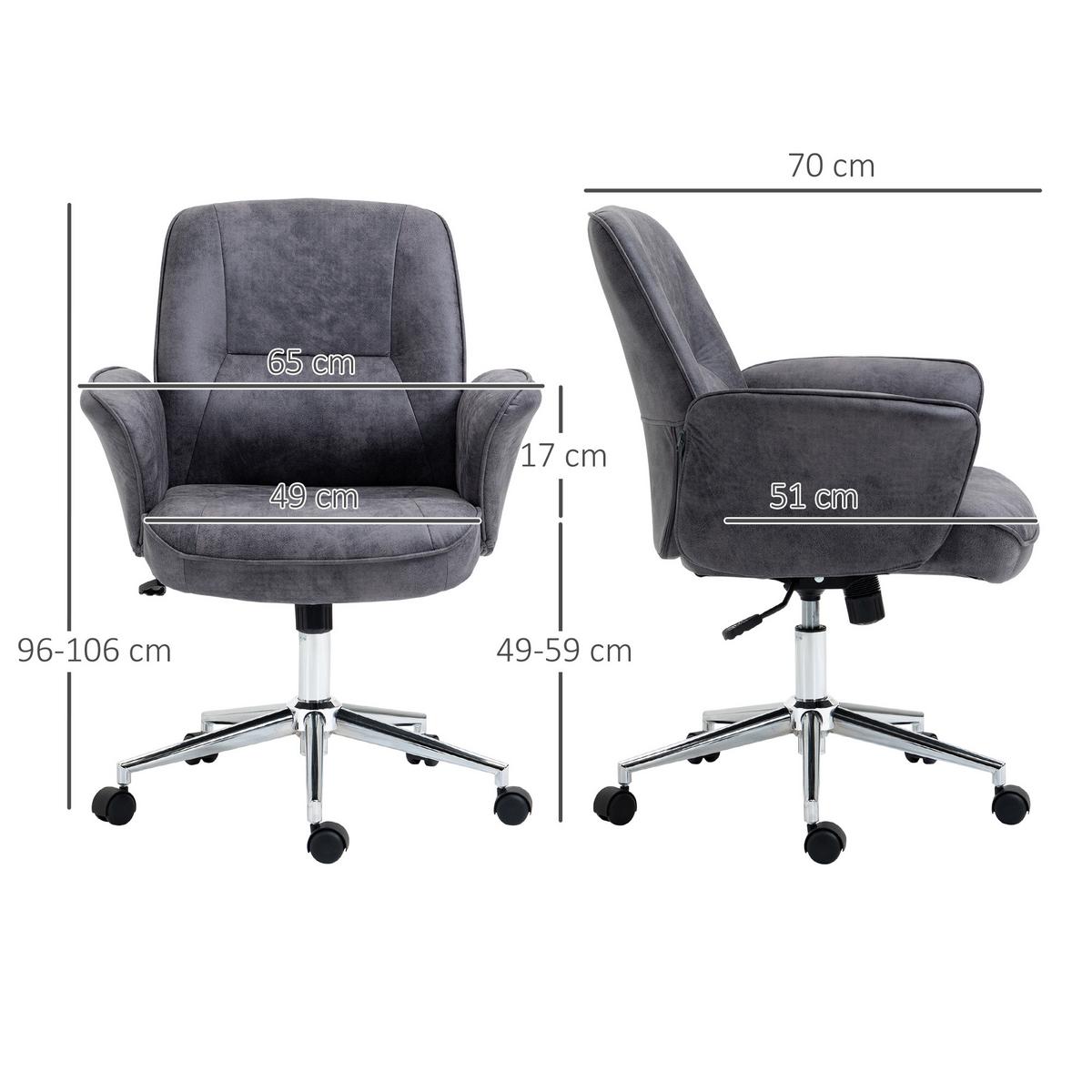 BÜROSTUHL Schreibtischstuhl drehbar verstellbar Mikrofaser Schaumstoff Grau - Dunkelgrau, Kunststoff (70/106/65cm) - Vinsetto