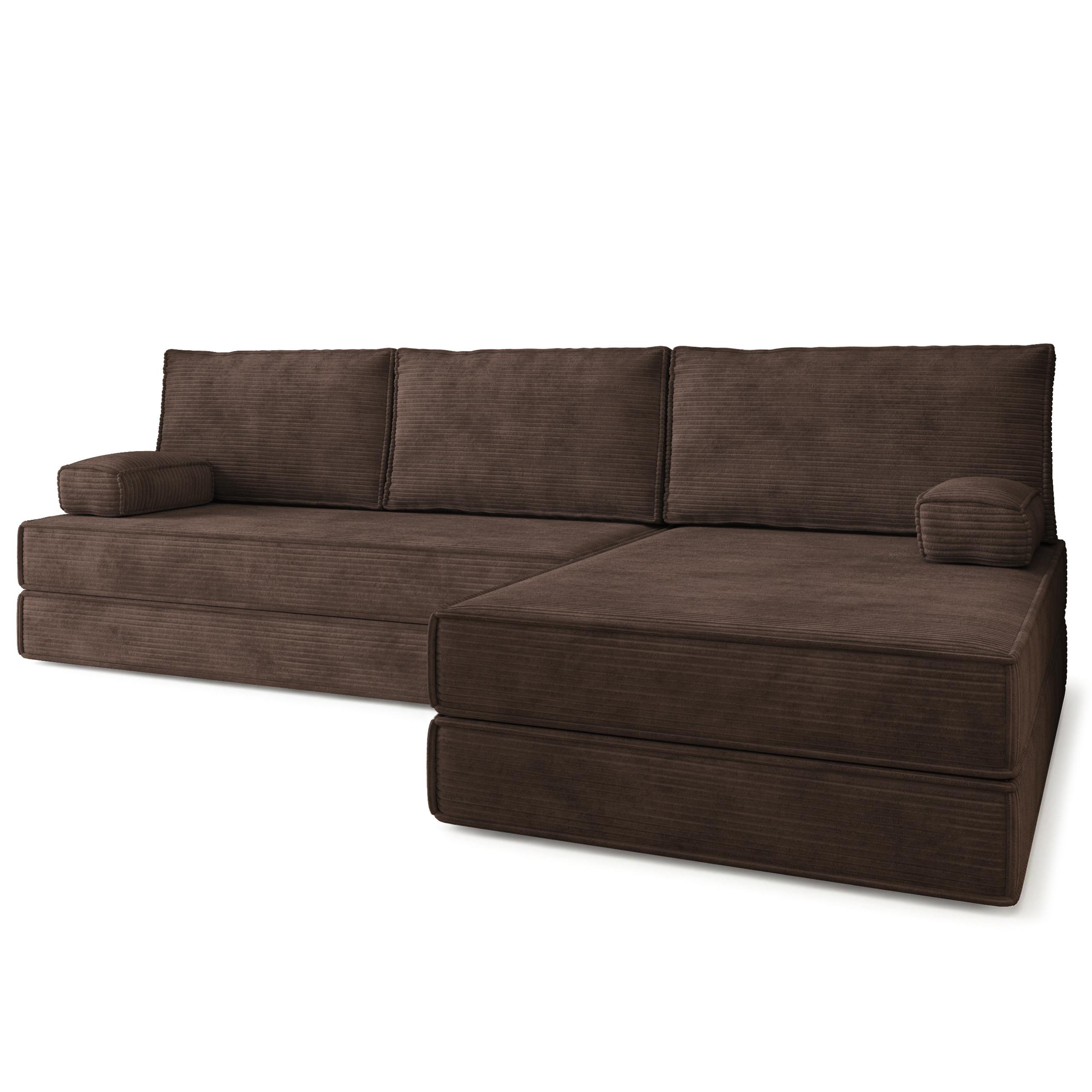 ECKSOFA ANKO modulares Boneless Sofa mit Schlaffunktion Braun Kordstoff - Braun, Textil (270/160cm) - MASSENO
