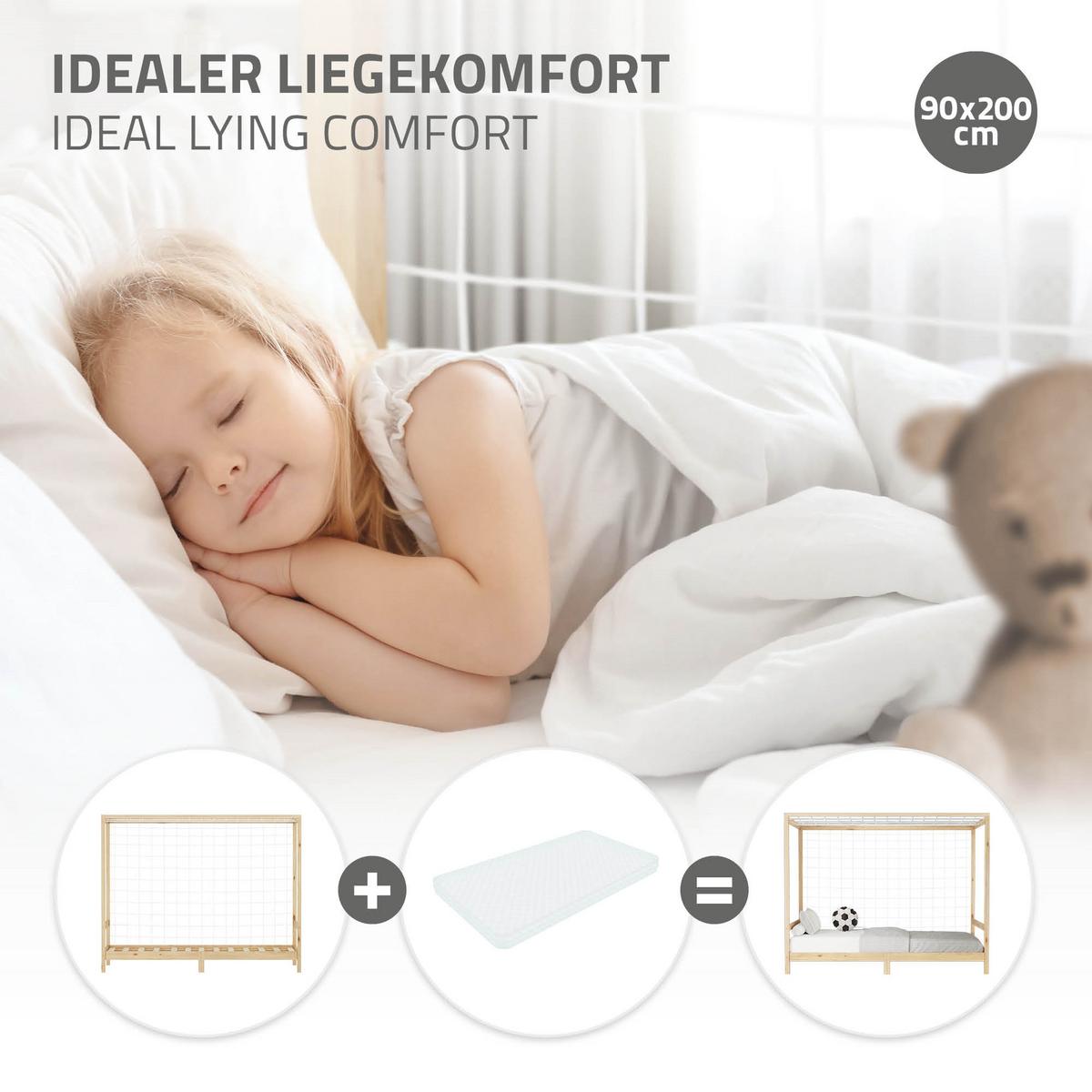 KINDERBETT Fußballtor 90x200 cm Natur - Hellbraun, Holz (90/200cm) - ML-DESIGN