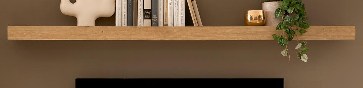 WANDBOARD in Evoke Eiche, Wandregal 200 cm - Kaschmir/Eichefarben, Holzwerkstoff (200/8/20cm) - Furn.Design