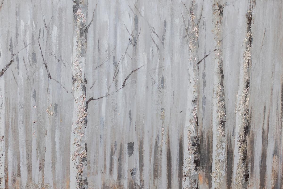 ACRYLBILD HANDGEMALT 90/60 cm - Weiß/Braun, Holz/Textil (90/60cm) - KUNSTLOFT