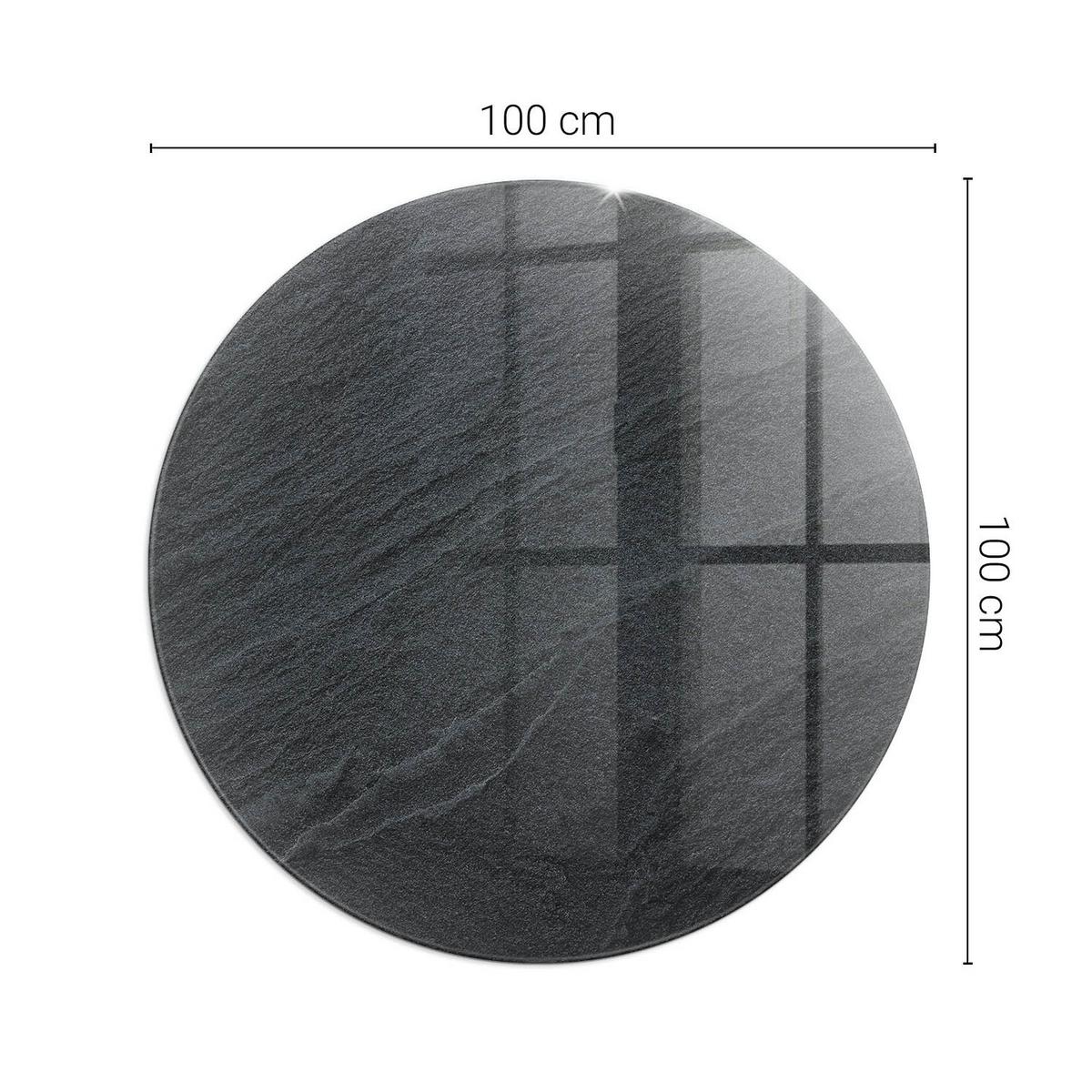 GLASPLATTE für Kamin Ø 100 cm - Schwarz, Glas (100/100/0.4cm) - TULUP