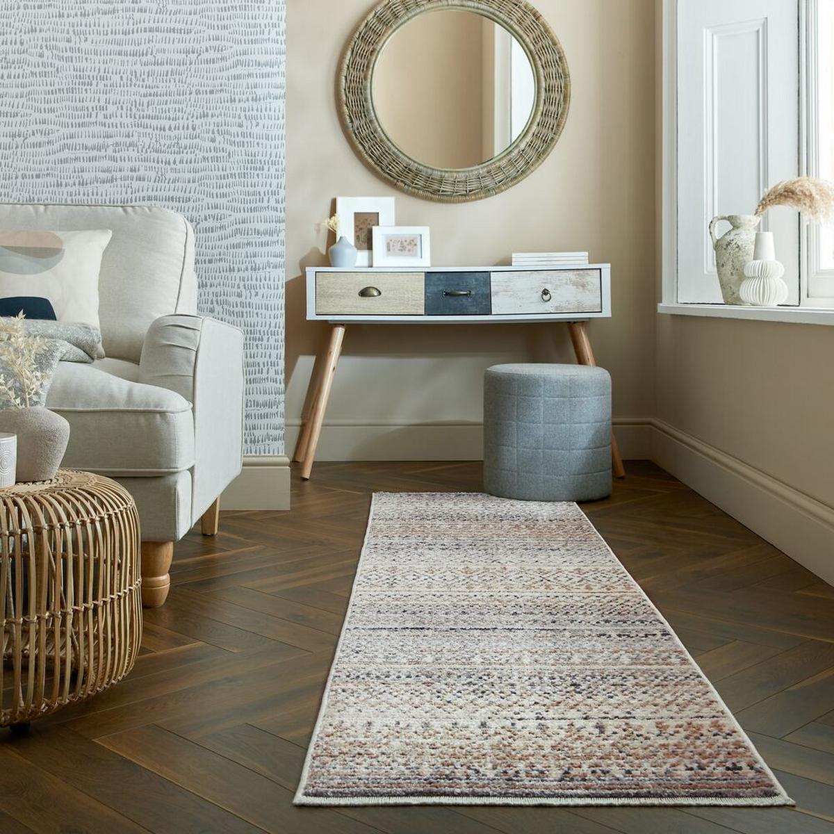 TEPPICH PERRAN, gestreift, Natur, 66 x 300 cm - Beige, Textil (66/300cm) - KADIMA DESIGN
