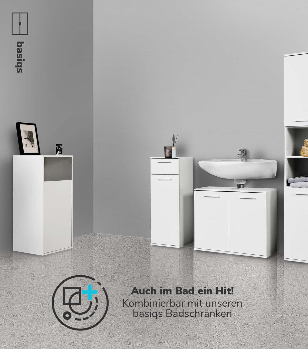 WÄSCHESCHRANK Der Wäschehüter - Weiß, Holzwerkstoff (41/95/40cm) - Mokebo