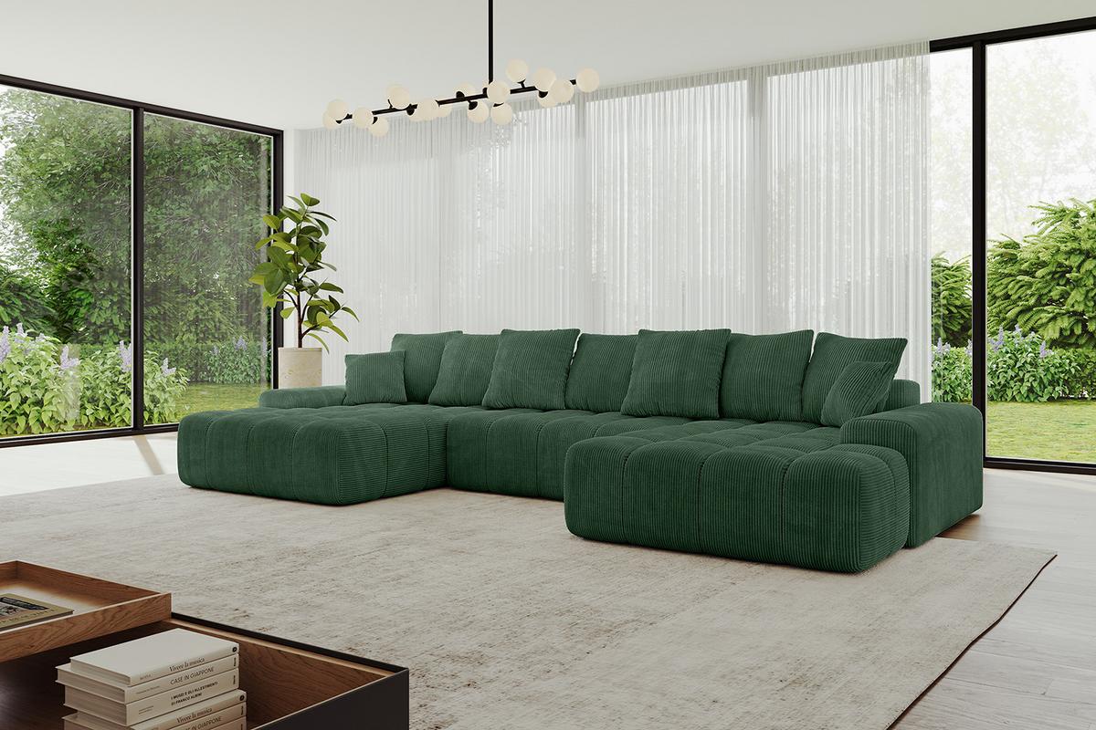 WOHNLANDSCHAFT ENSI-U - 353x164x69 cm Grün - Grün, Holzwerkstoff/Kunststoff (357/69/164cm) - ALTDECOR