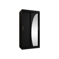 SCHWEBETÜRENSCHRANK Wika 100 cm mit Schubladen - Silberfarben/Schwarz, Holzwerkstoff/Kunststoff (100/200/62cm) - MIRJAN24