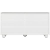 KOMMODE Adel mit 6 Schubladen und runden Füßen, 154 cm, Griffloss, Weiß - Weiß, Holzwerkstoff (154/81/38cm) - Beautysofa