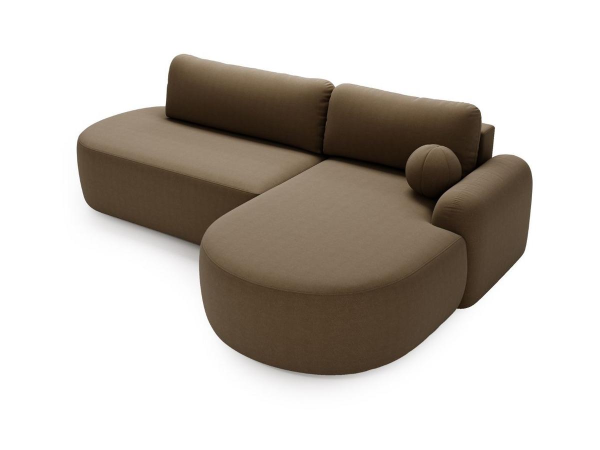 ECKSOFA Aurio O Bouclé-Stoff Braun Rechts - Braun, Holz/Textil (271/177cm) - Graingold